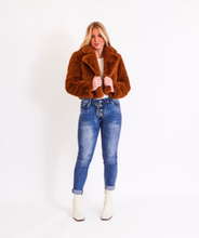 Load image into Gallery viewer, Faux Fur Cropped Jacket in Tan