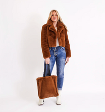 Load image into Gallery viewer, Faux Fur Cropped Jacket in Tan
