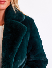 Load image into Gallery viewer, Faux Fur Cropped Jacket in Bottle Green
