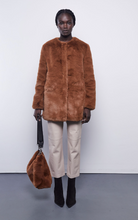 Load image into Gallery viewer, Long Faux Fur Coat in Tan