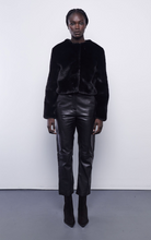 Load image into Gallery viewer, Faux Fur Cropped Jacket in Black