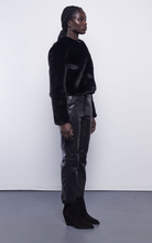 Load image into Gallery viewer, Faux Fur Cropped Jacket in Black