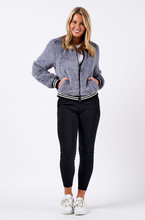 Load image into Gallery viewer, Faux Fur Bomber Jacket in Grey