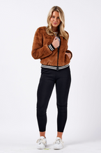 Load image into Gallery viewer, Faux Fur Bomber Jacket in Tan
