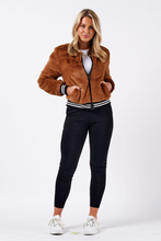 Load image into Gallery viewer, Faux Fur Bomber Jacket in Tan