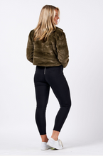 Load image into Gallery viewer, Faux Fur Cropped Jacket in Olive