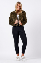 Load image into Gallery viewer, Faux Fur Cropped Jacket in Olive