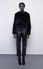 Load image into Gallery viewer, Faux Fur Cropped Jacket in Black
