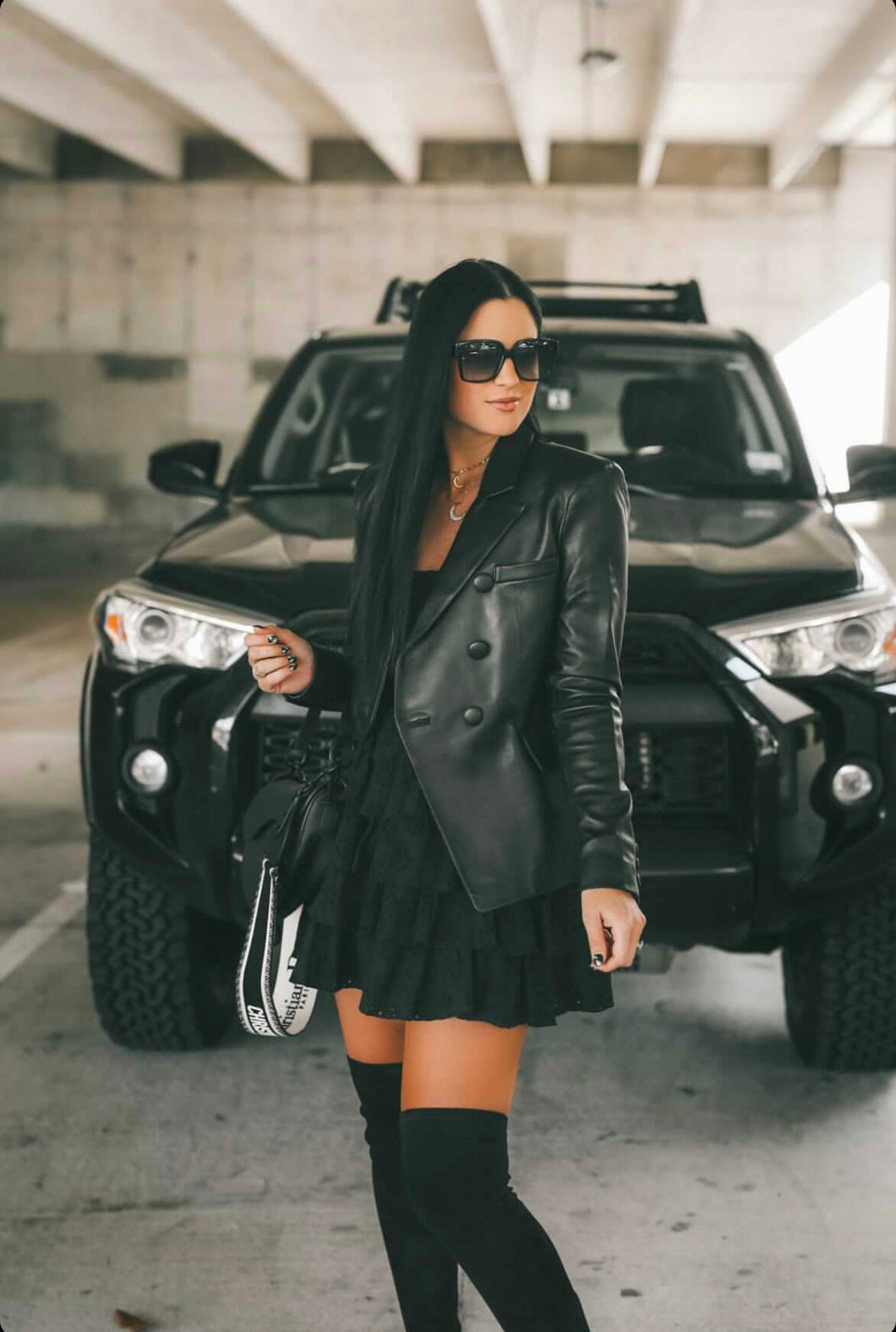 Claudia Blazer Black Leather
